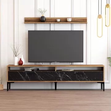 ТВ Комода Istanbul - Walnut, Black Marble