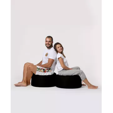 Bean Bag Round Pouf - Black