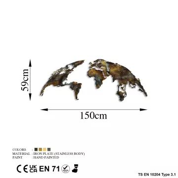 Метален ѕиден украс Color world map