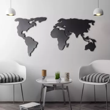 Метален ѕиден украс World Map Silhouette Black