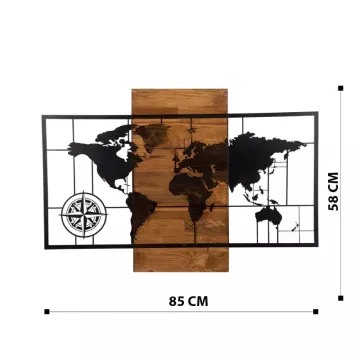 Метална ѕидна декорација World Map With Compass