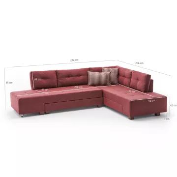 Софа Manama Corner Sofa Bed Right - Claret Red