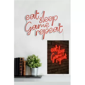 Ѕидна LED декорација eat sleep game repeat - red