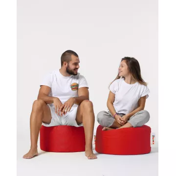 Bean Bag Round Pouf - Red