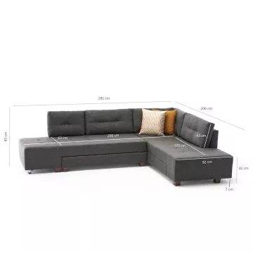 Софа Manama Corner Sofa Bed Right - Anthracite