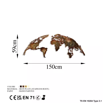 Метална ѕидна декорација World Map Medium - 1