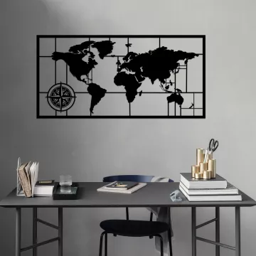 Метална ѕидна декорација World Map Metal Decor 7 - Black