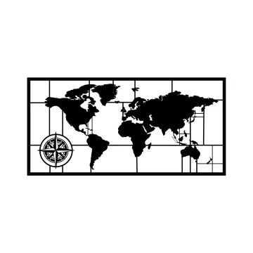 Метална ѕидна декорација World Map Metal Decor 7 - Black