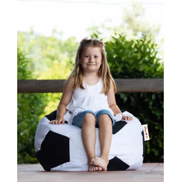 Bean Bag Football Kids Pouf - Black, White