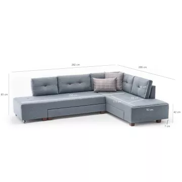 Софа Manama Corner Sofa Bed Right - Light Blue