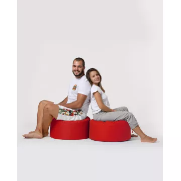 Bean Bag Round Pouf - Red