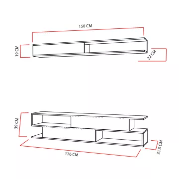 ТВ Комода Sims - Teak, White