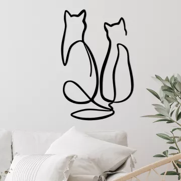 Метална ѕидна декорација Couple Cat Love