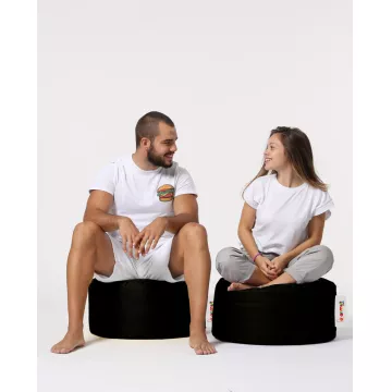 Bean Bag Round Pouf - Black