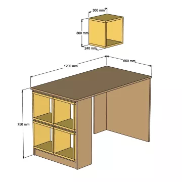 Биро Box - Walnut, White