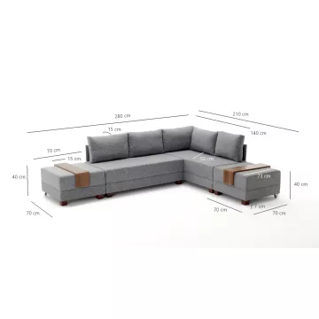 Софа Fly Corner Sofa Bed Right- Grey