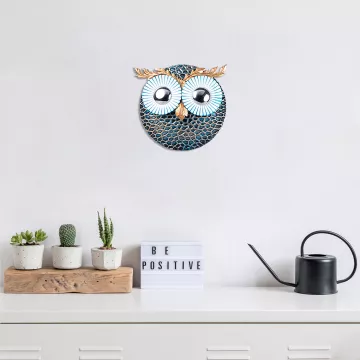 Метална ѕидна декорација Owl 3 - Silver