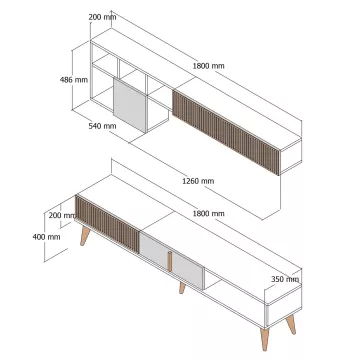 ТВ Комода Milan TV - Walnut, Cream