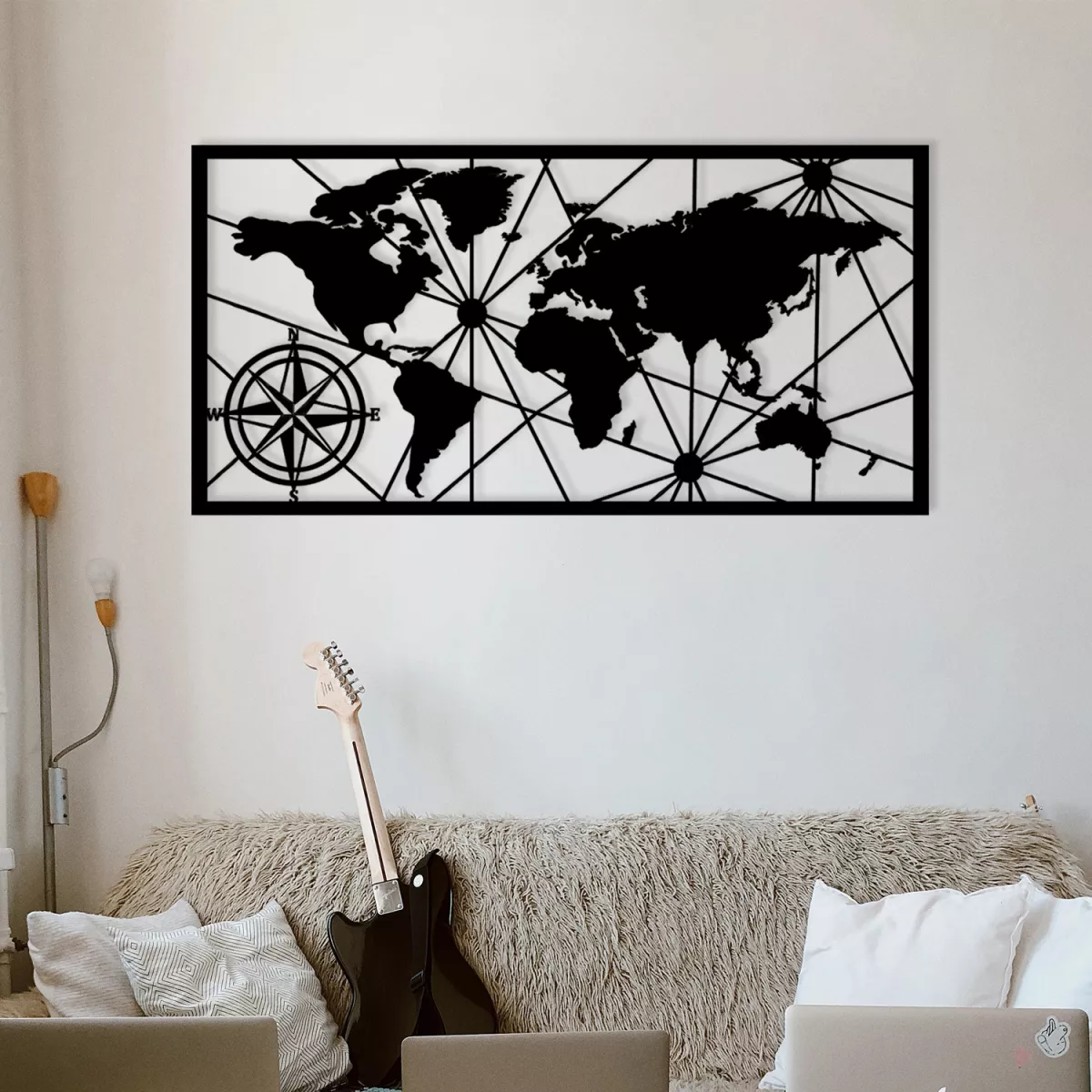 Метална ѕидна декорација World Map Large Metal Wall Decor