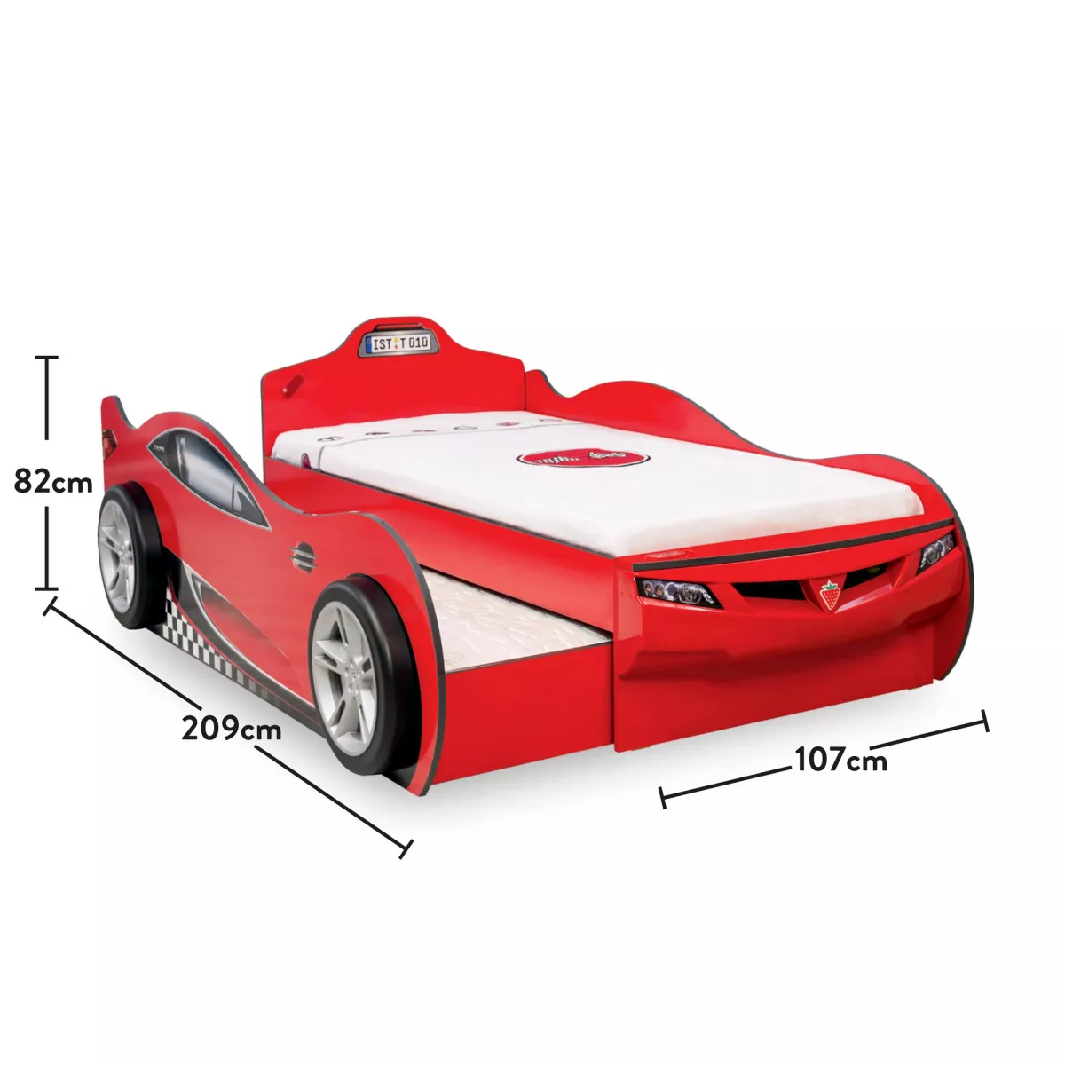 Детски кревет Coupe Carbed (With Friend Bed) - Red (90X190 - 90X180)