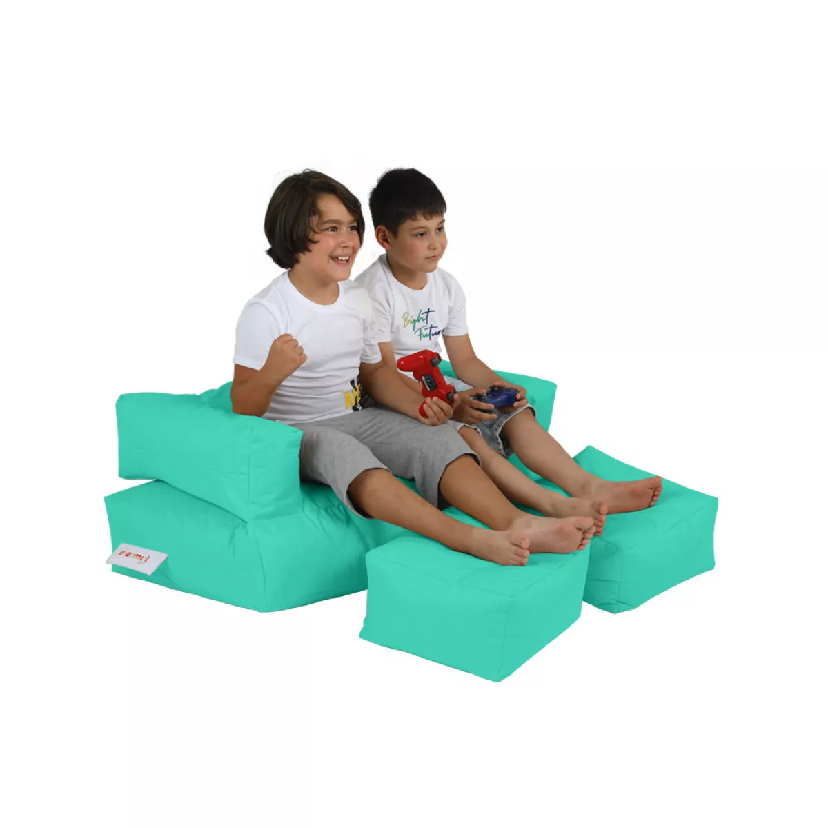 Bean Bag Kids Double Seat Pouf - Turquoise