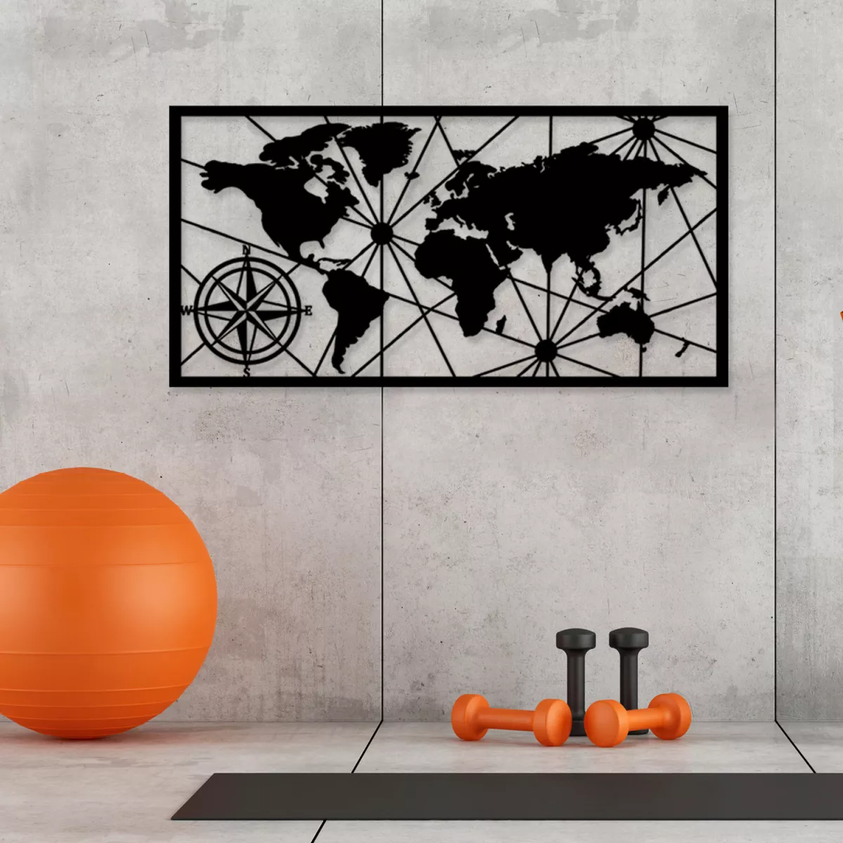 Метална ѕидна декорација World Map Large Metal Wall Decor