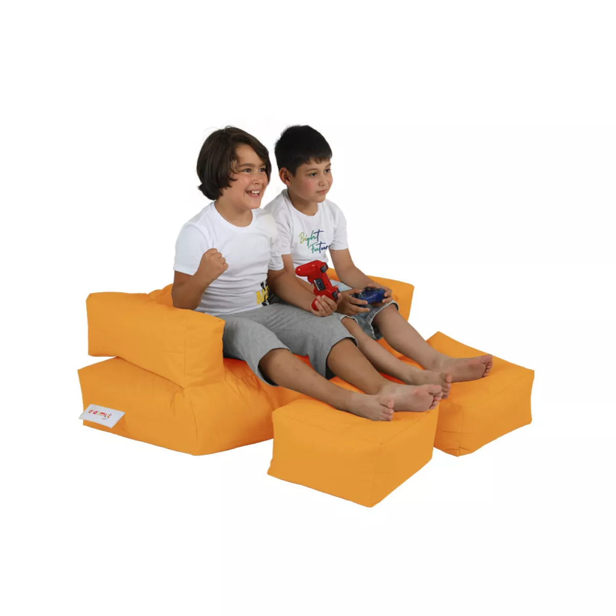 Bean Bag Kids Double Seat Pouf - Orange