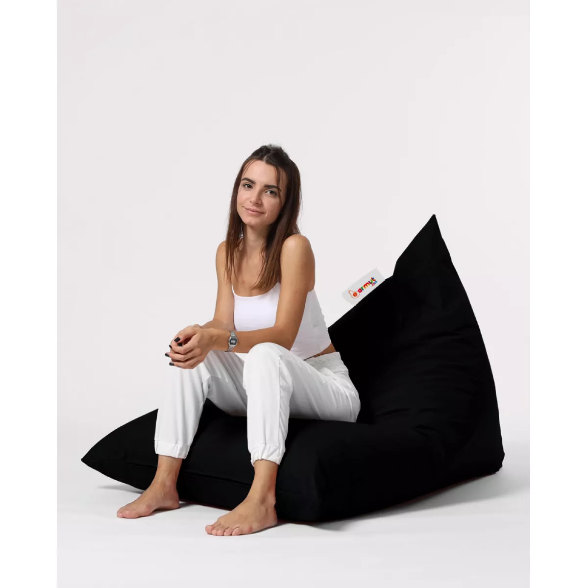 Bean Bag Pyramid Big Bed Pouf - Black