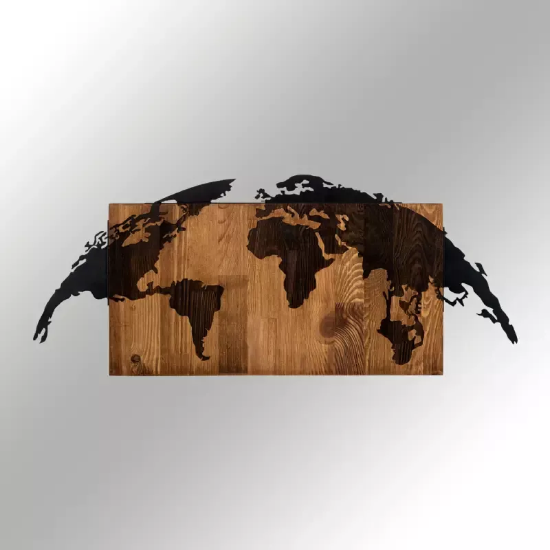 Метален ѕиден украс World Map black