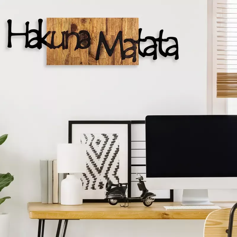 Метален ѕиден украс Hakuna Matata Wood