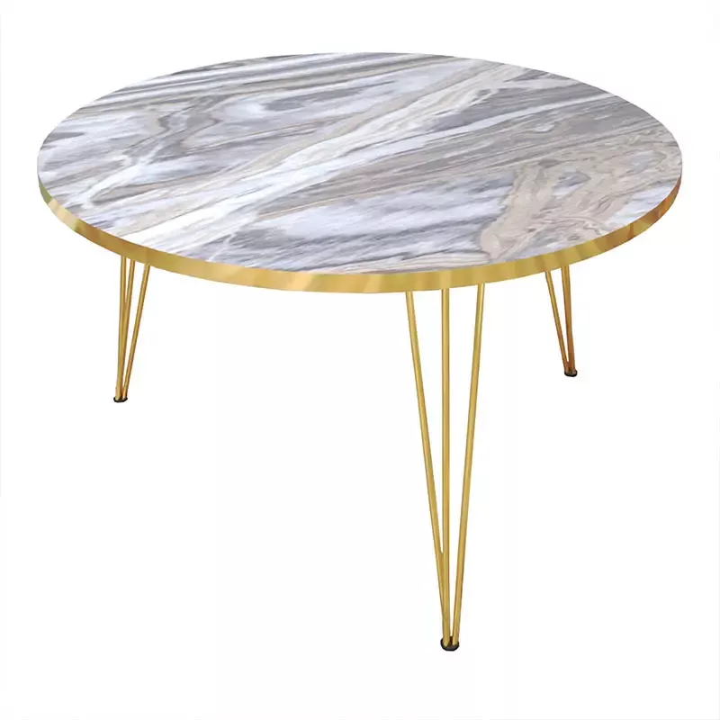 Клуб маса Blanco white marble-golden