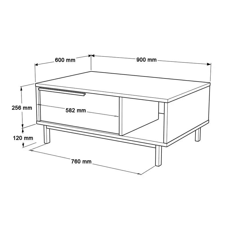 Клуб маса Frixton melamine white-black