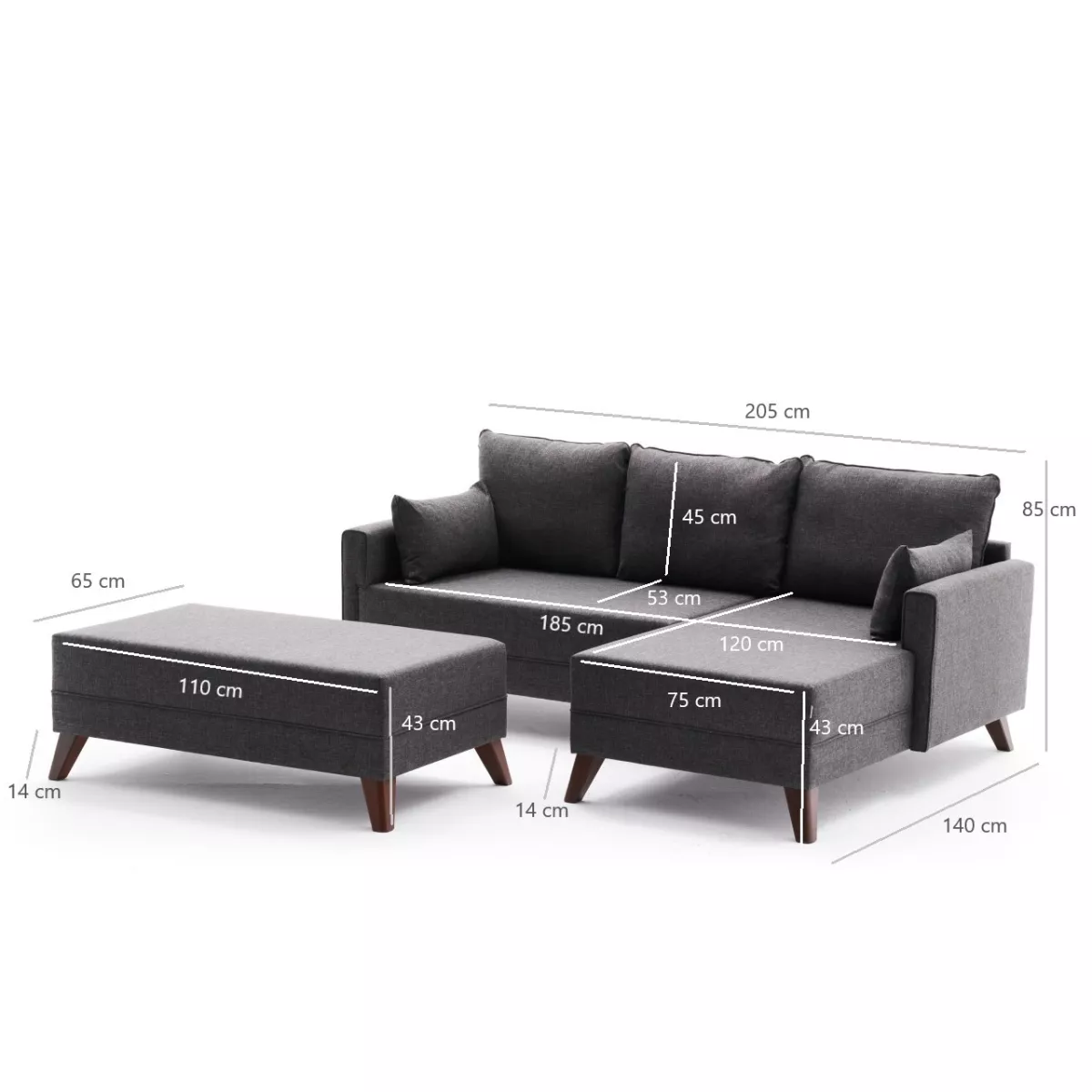 Софа Bella Mini Corner Sofa Right - Anthracite