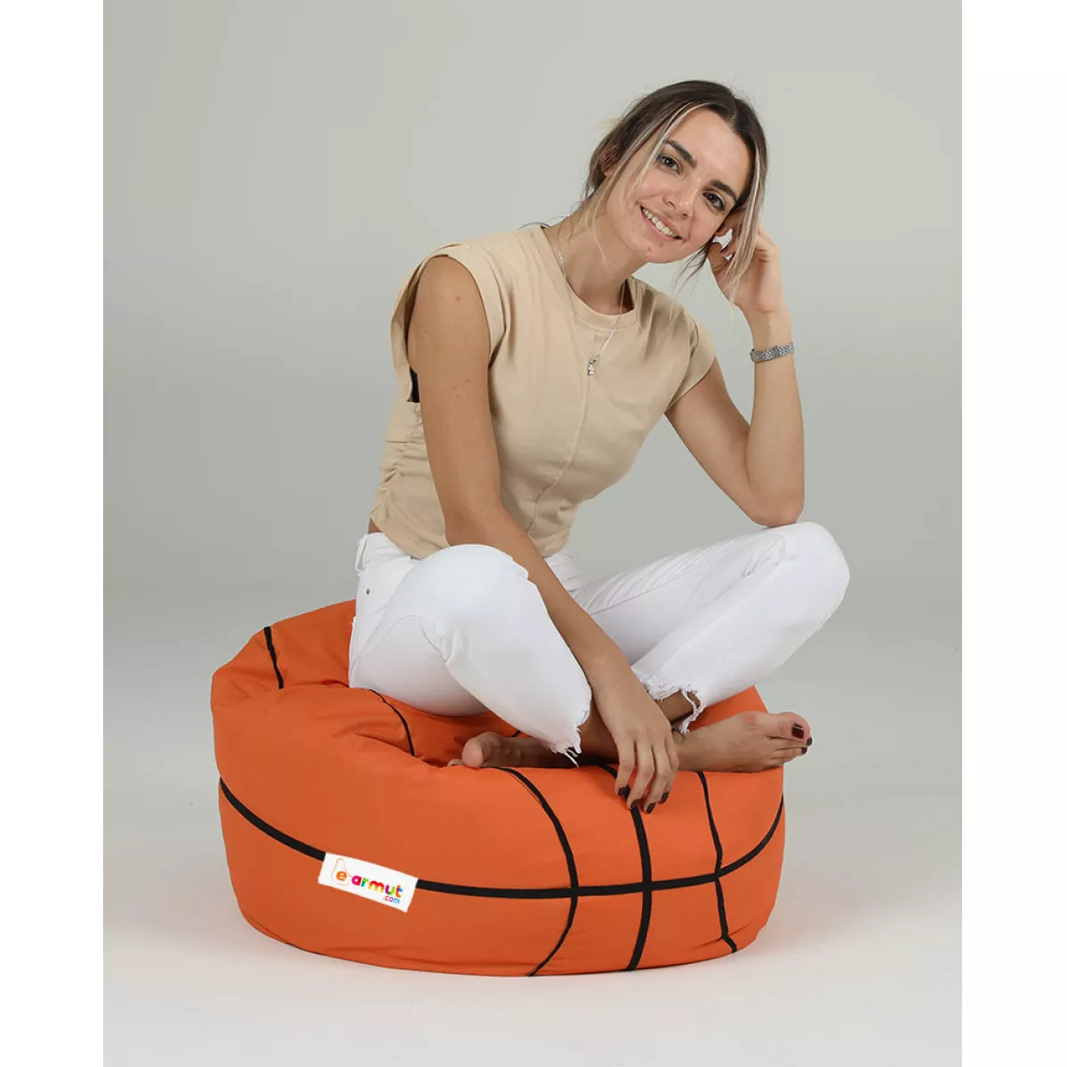 Bean Bag Basketball Kids Pouf - Tile Red