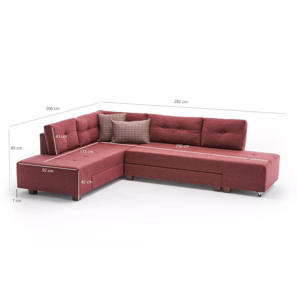 Софа Manama Corner Sofa Bed Left - Claret Red