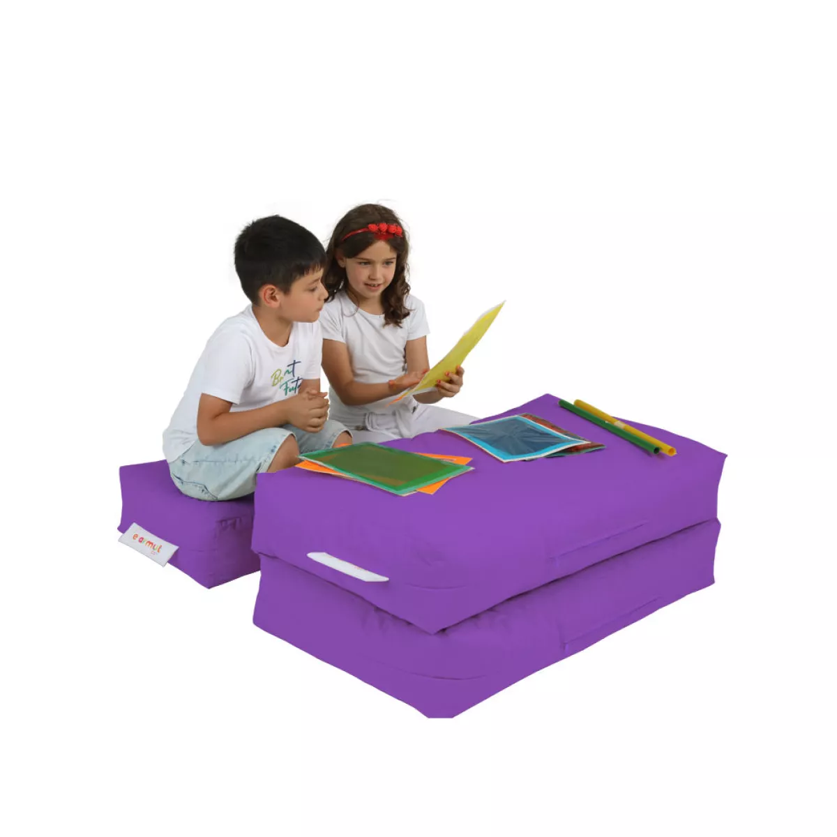 Bean Bag Kids Double Seat Pouf - Purple