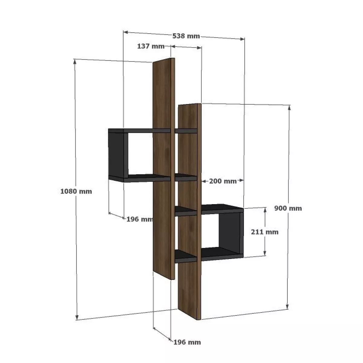 Полица Emse - Oak, Anthracite