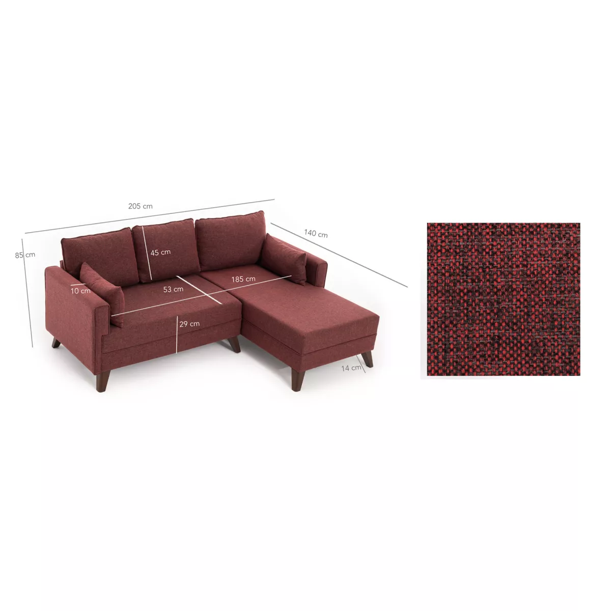 Софа Bella Corner Sofa Right 2 - Claret Red