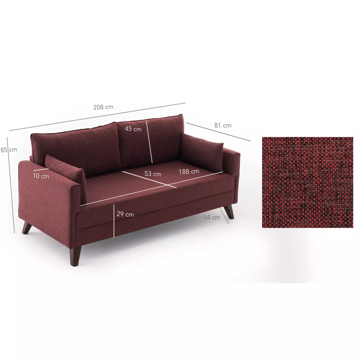 Софа Bella Sofa For 3 Pr - Claret Red