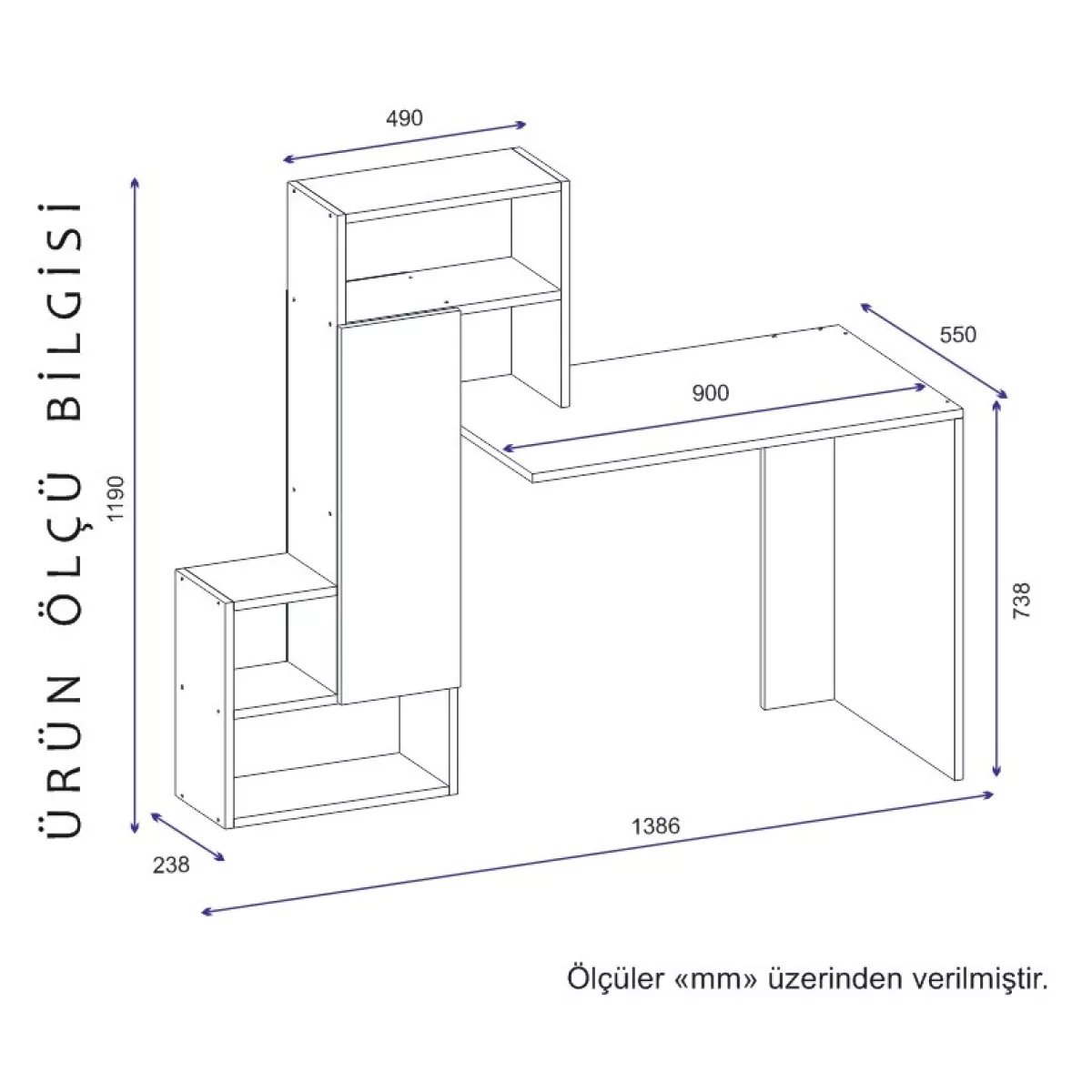 Биро Irmak - White, Anthracite