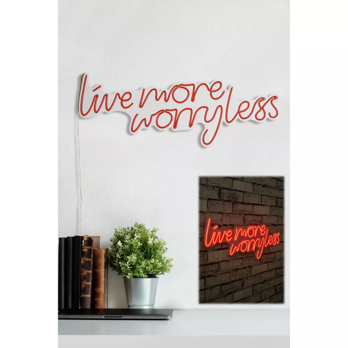 Ѕидна LED декорација Live More Worry Less - Red