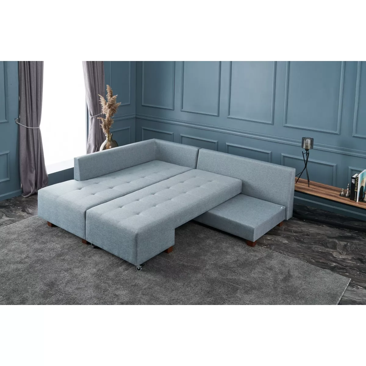 Софа Manama Corner Sofa Bed Left - Light Blue