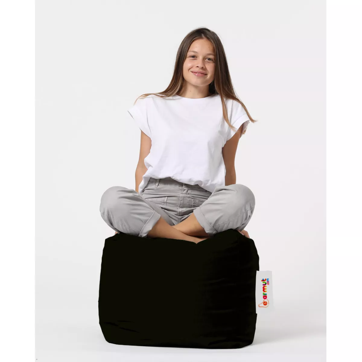 Bean Bag Square Pouf - Black