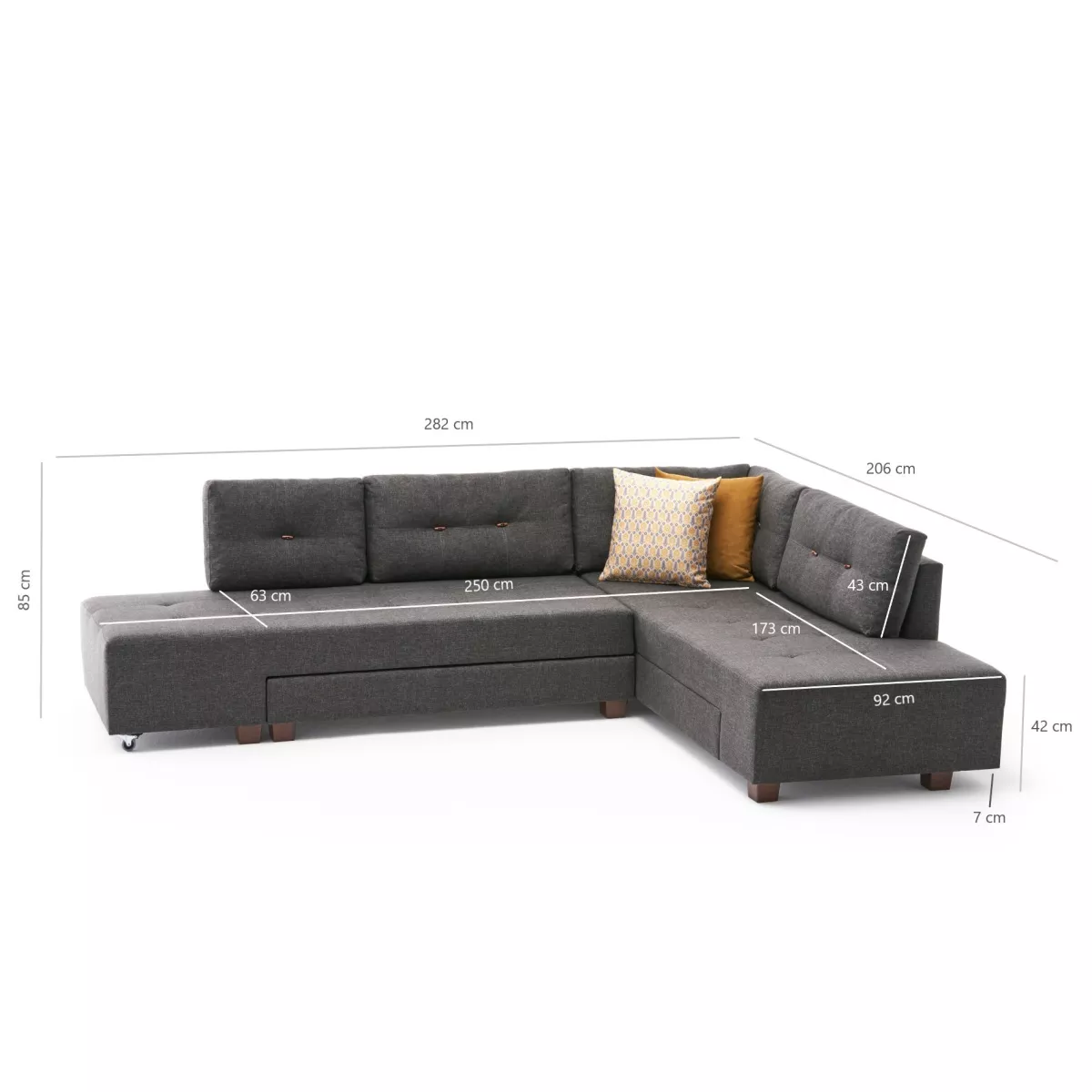 Софа Manama Corner Sofa Bed Right - Anthracite