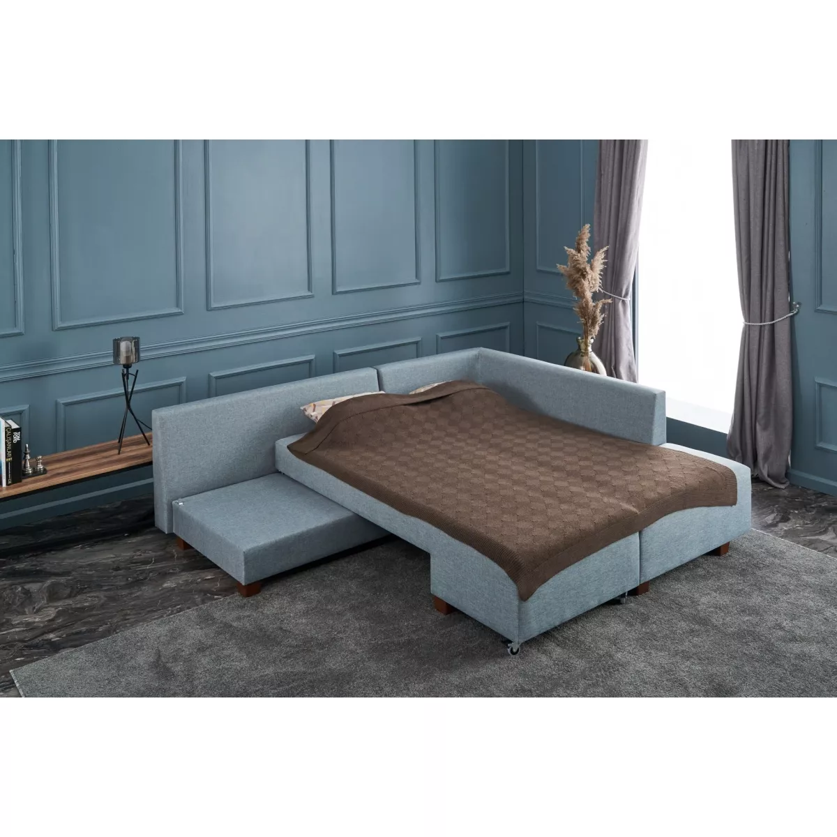 Софа Manama Corner Sofa Bed Right - Light Blue