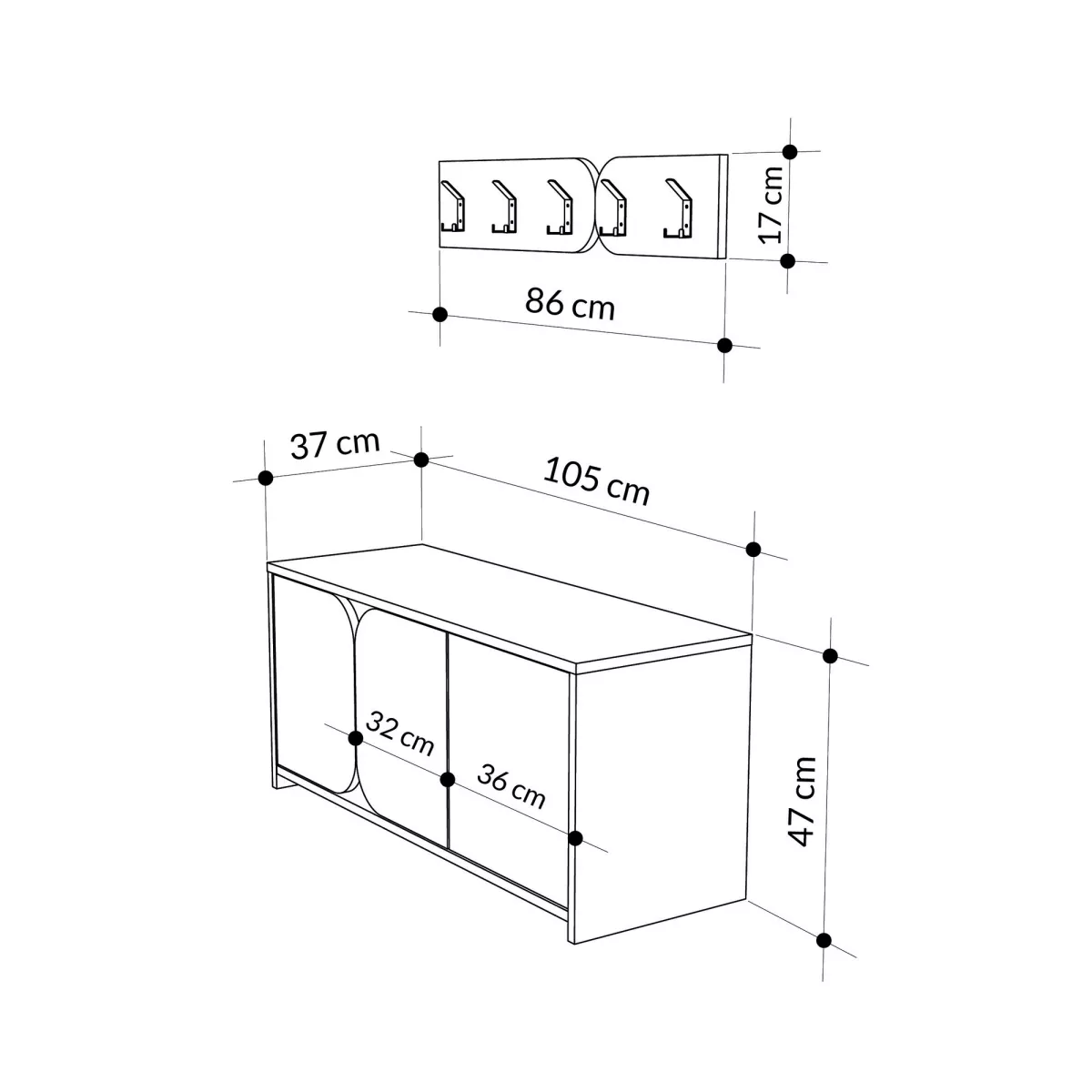 Закачалка Moni Shoe Cabinet-Hanger - White, Grey