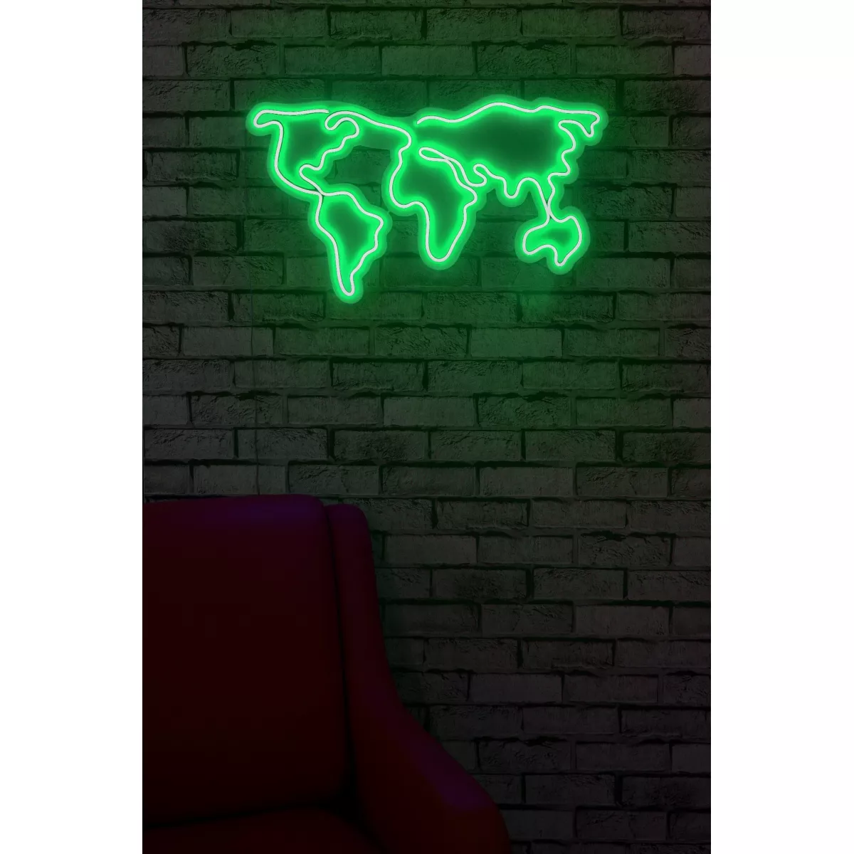 Ѕидна LED декорација World Map - Green