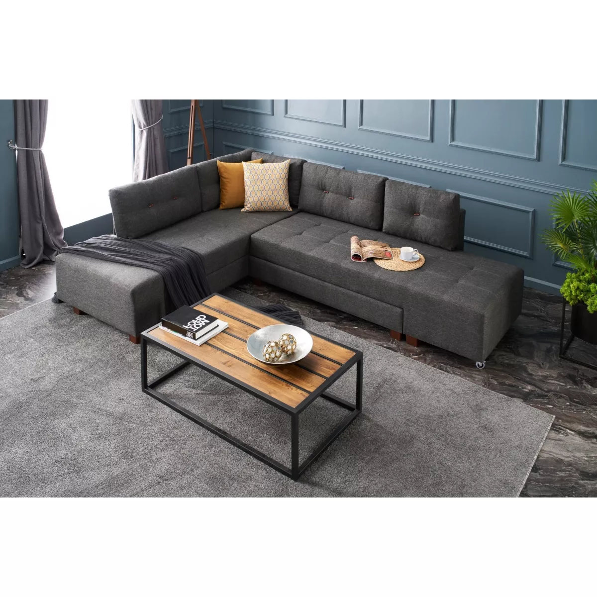 Софа Manama Corner Sofa Bed Left - Anthracite