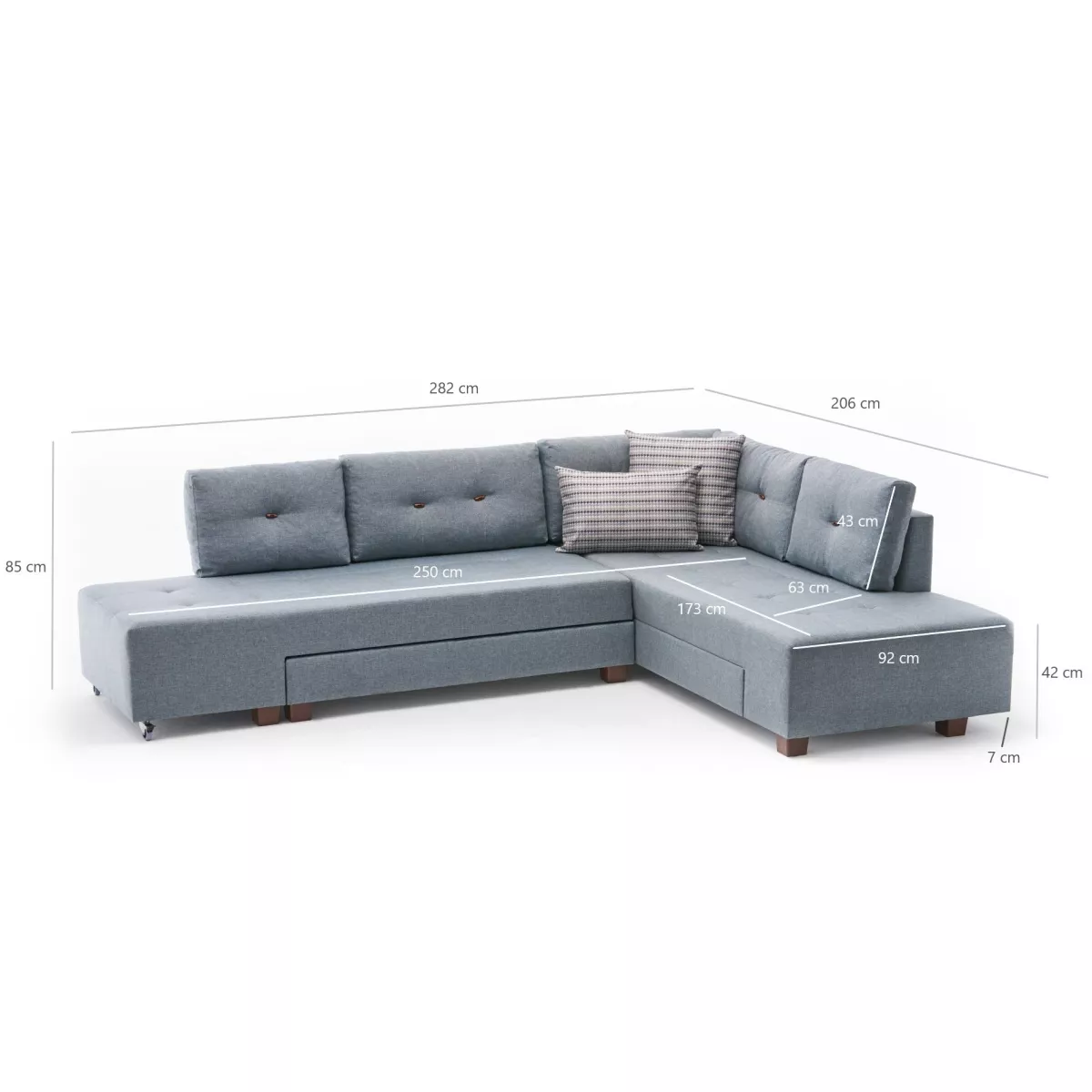 Софа Manama Corner Sofa Bed Right - Light Blue