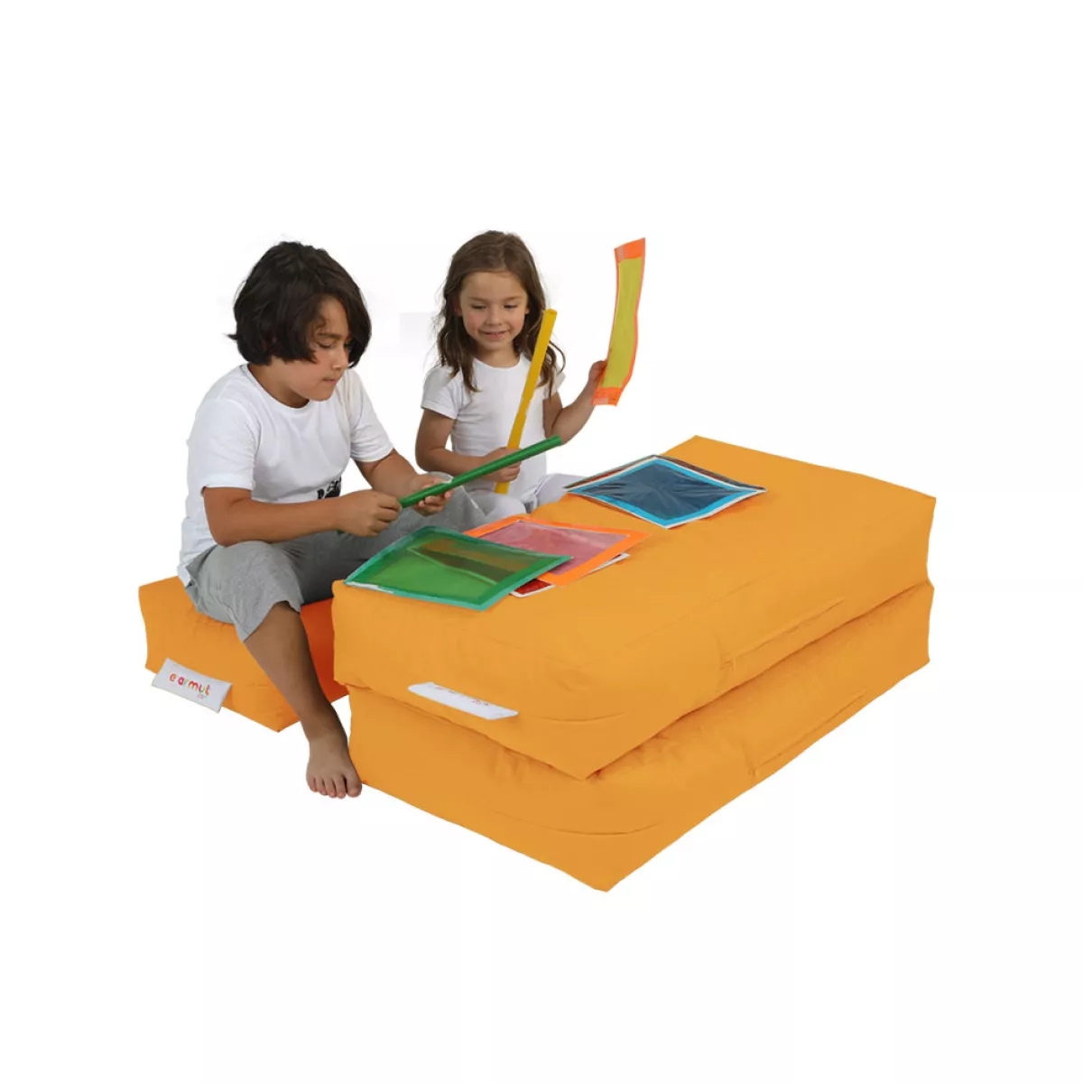 Bean Bag Kids Double Seat Pouf - Orange